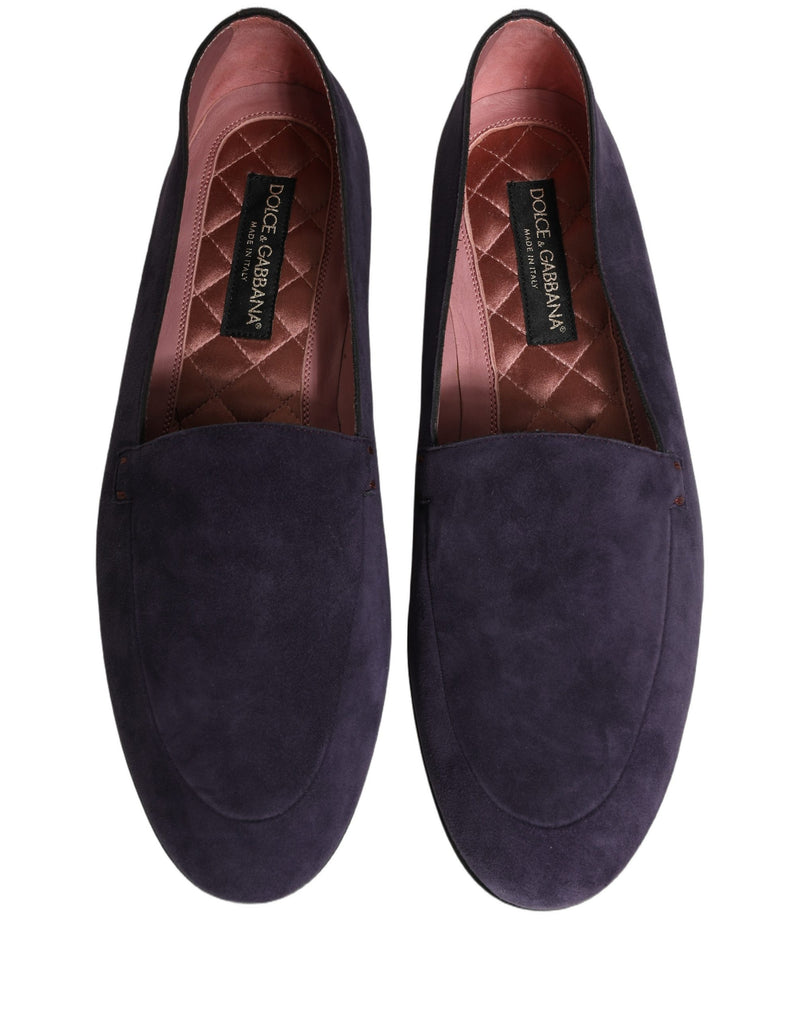 Mocassins masculinos sem cadarço de veludo violeta Dolce & Gabbana