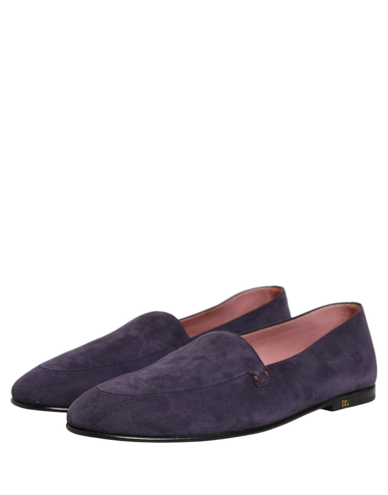Mocassins masculinos sem cadarço de veludo violeta Dolce & Gabbana