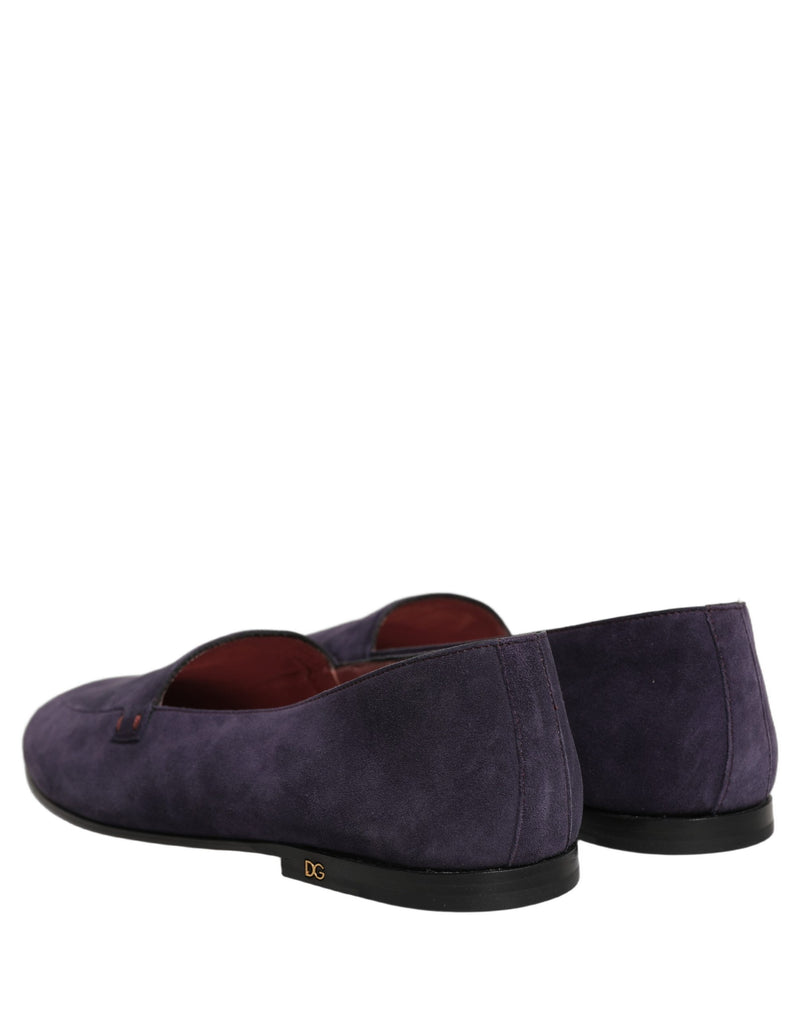 Mocassins masculinos sem cadarço de veludo violeta Dolce & Gabbana