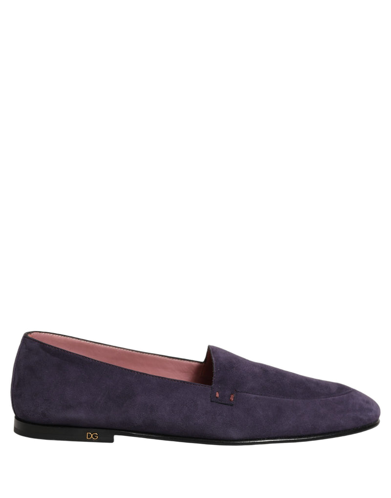 Mocassins masculinos sem cadarço de veludo violeta Dolce & Gabbana