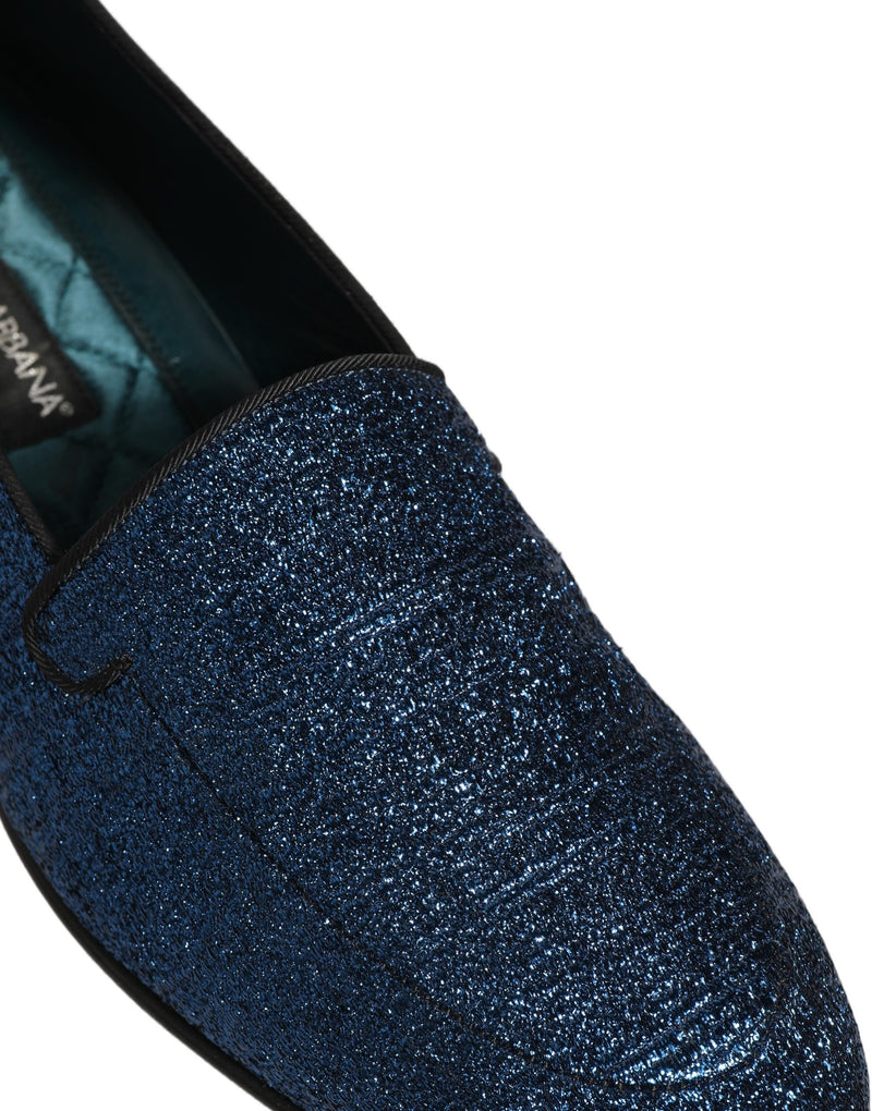 Mocasines de vestir de lúrex azul brillante con logotipo DG de Dolce & Gabbana