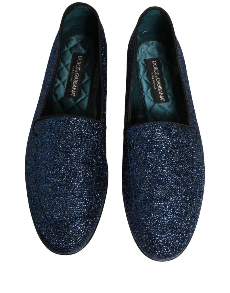 Mocasines de vestir de lúrex azul brillante con logotipo DG de Dolce & Gabbana