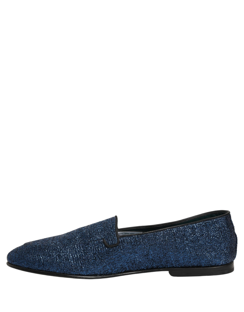Mocasines de vestir de lúrex azul brillante con logotipo DG de Dolce & Gabbana