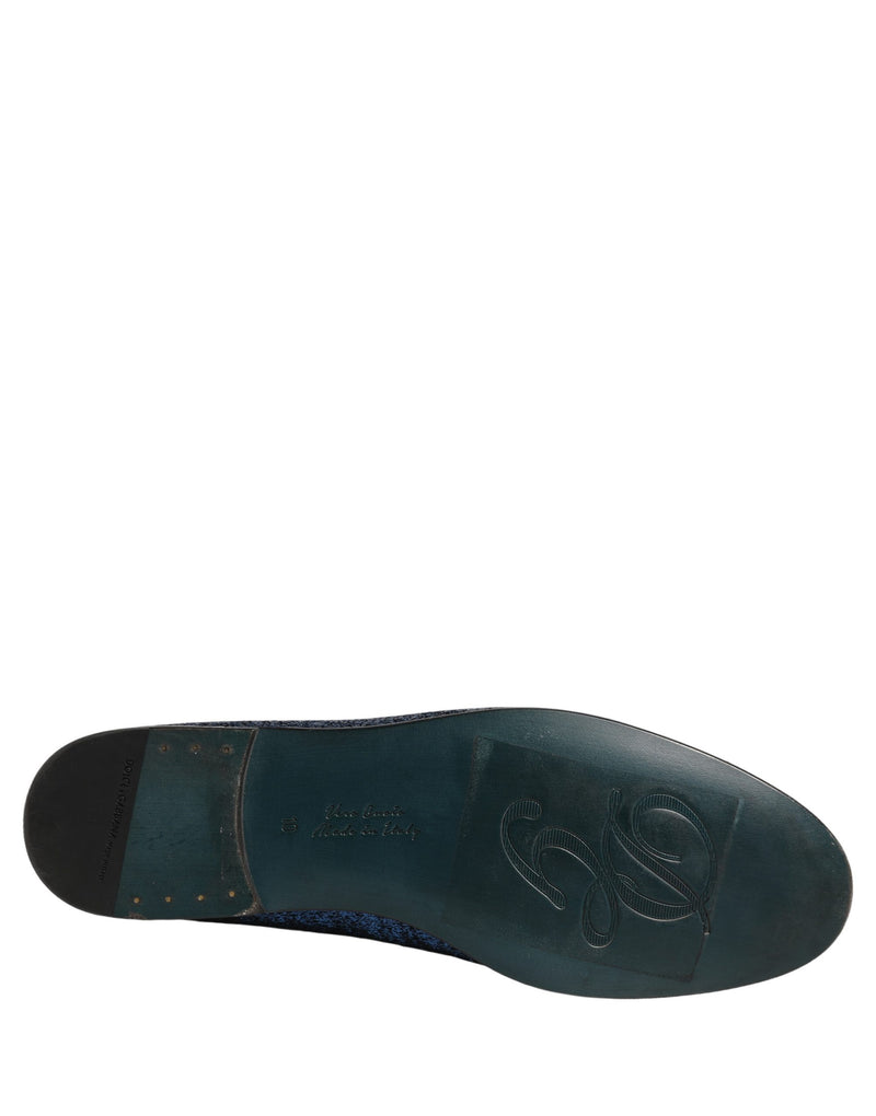 Mocasines de vestir de lúrex azul brillante con logotipo DG de Dolce & Gabbana