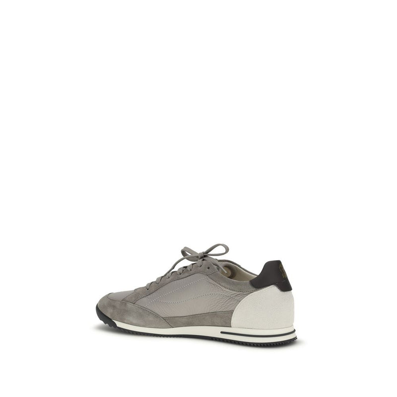 Brunello Cucinelli Gray Calf Leather Bos Taurus Sneakers