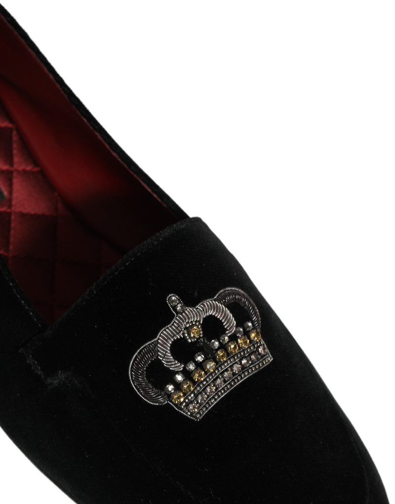 Mocasines de vestir Dolce & Gabbana negros con corona adornada