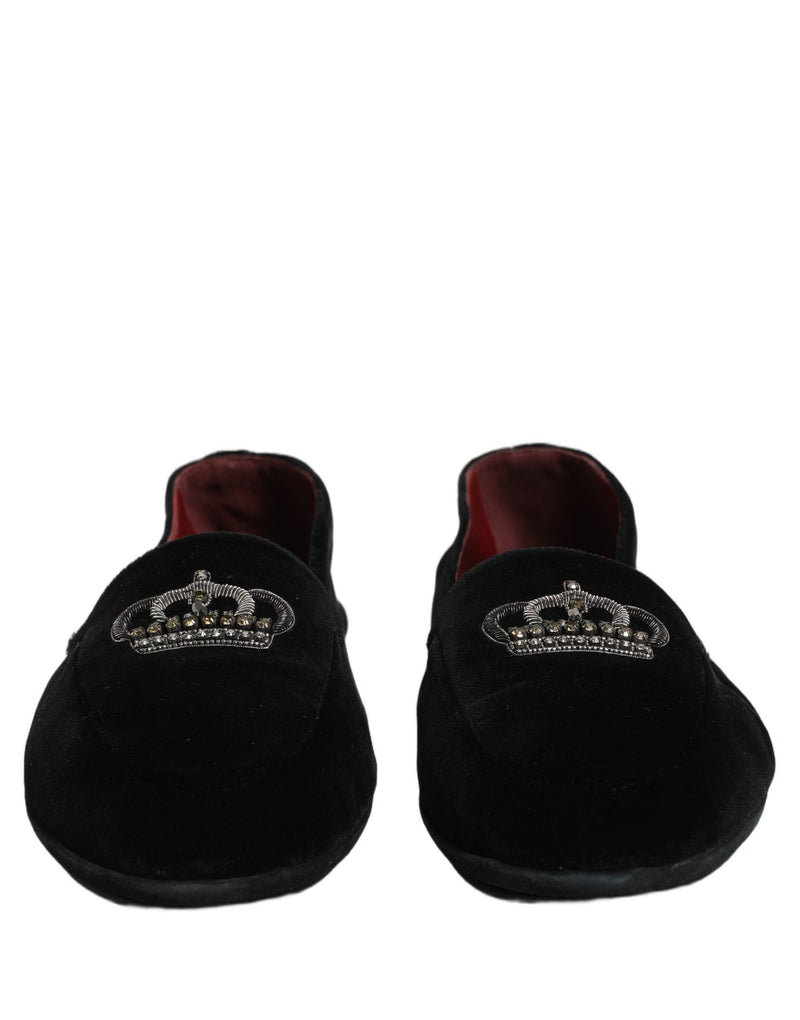 Mocasines de vestir Dolce & Gabbana negros con corona adornada