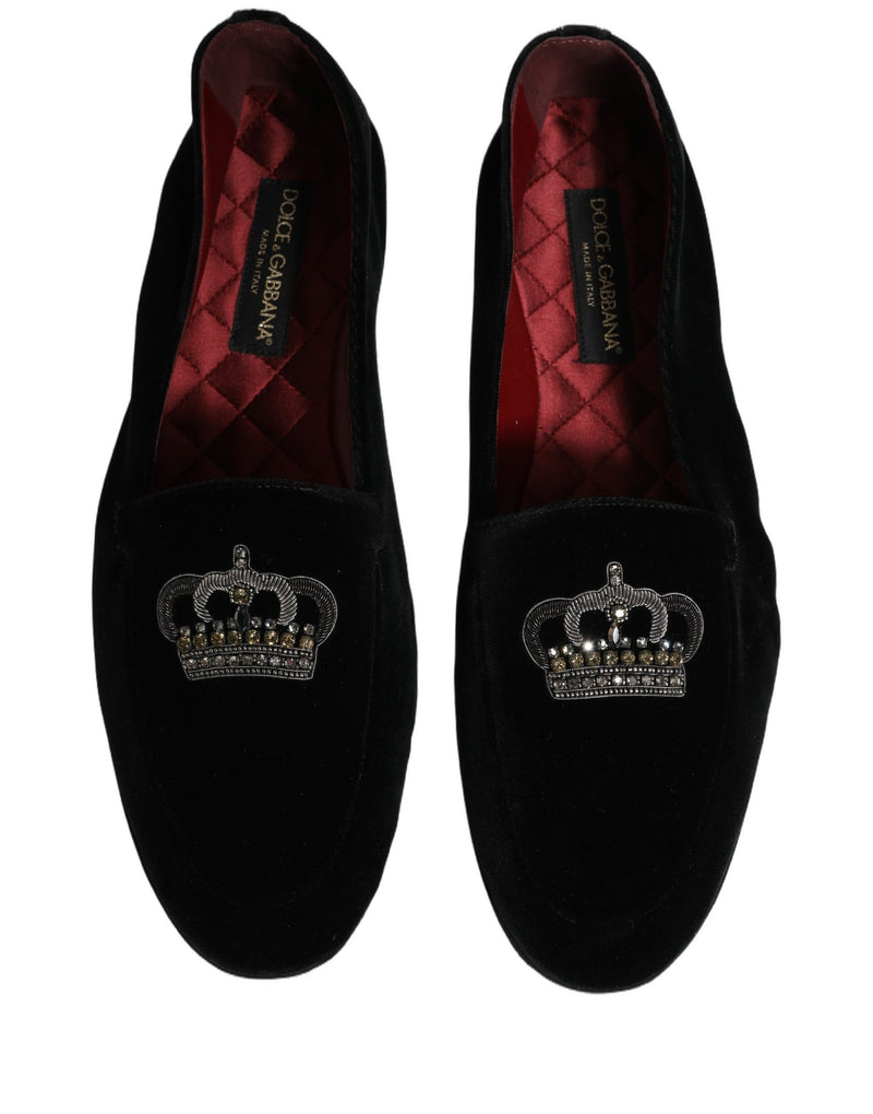 Mocasines de vestir Dolce & Gabbana negros con corona adornada