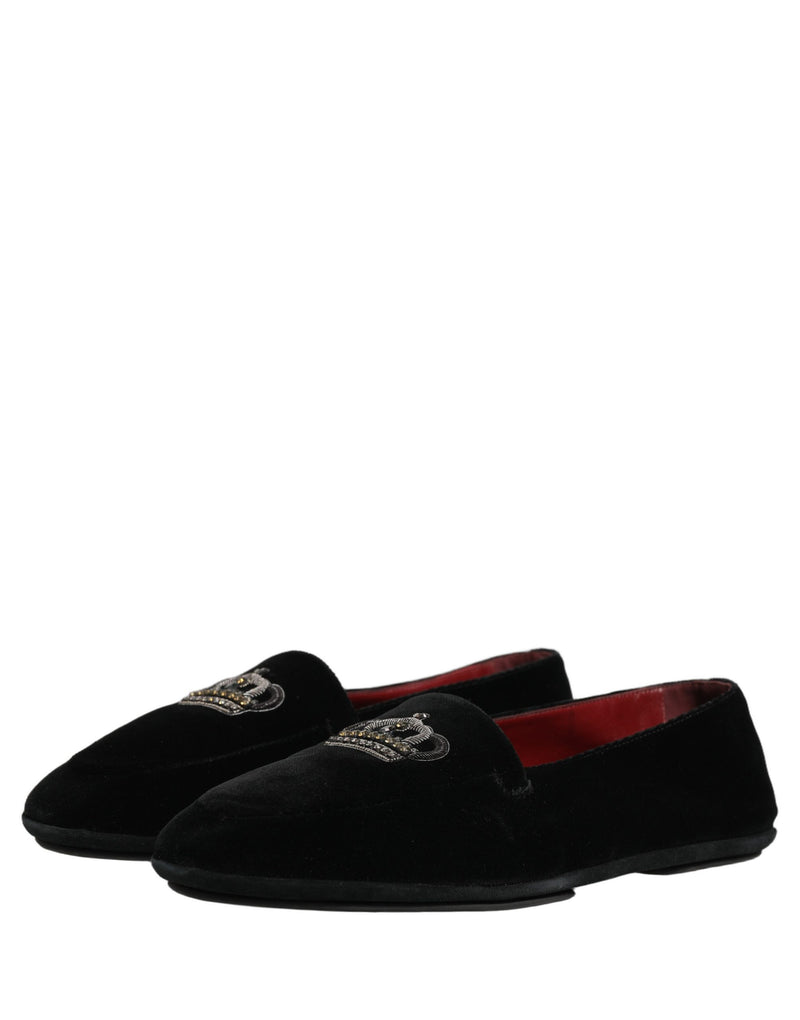 Mocasines de vestir Dolce & Gabbana negros con corona adornada