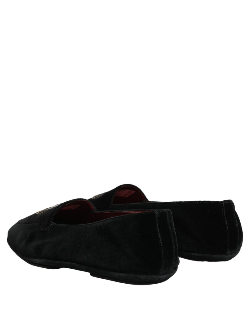 Mocasines de vestir Dolce & Gabbana negros con corona adornada