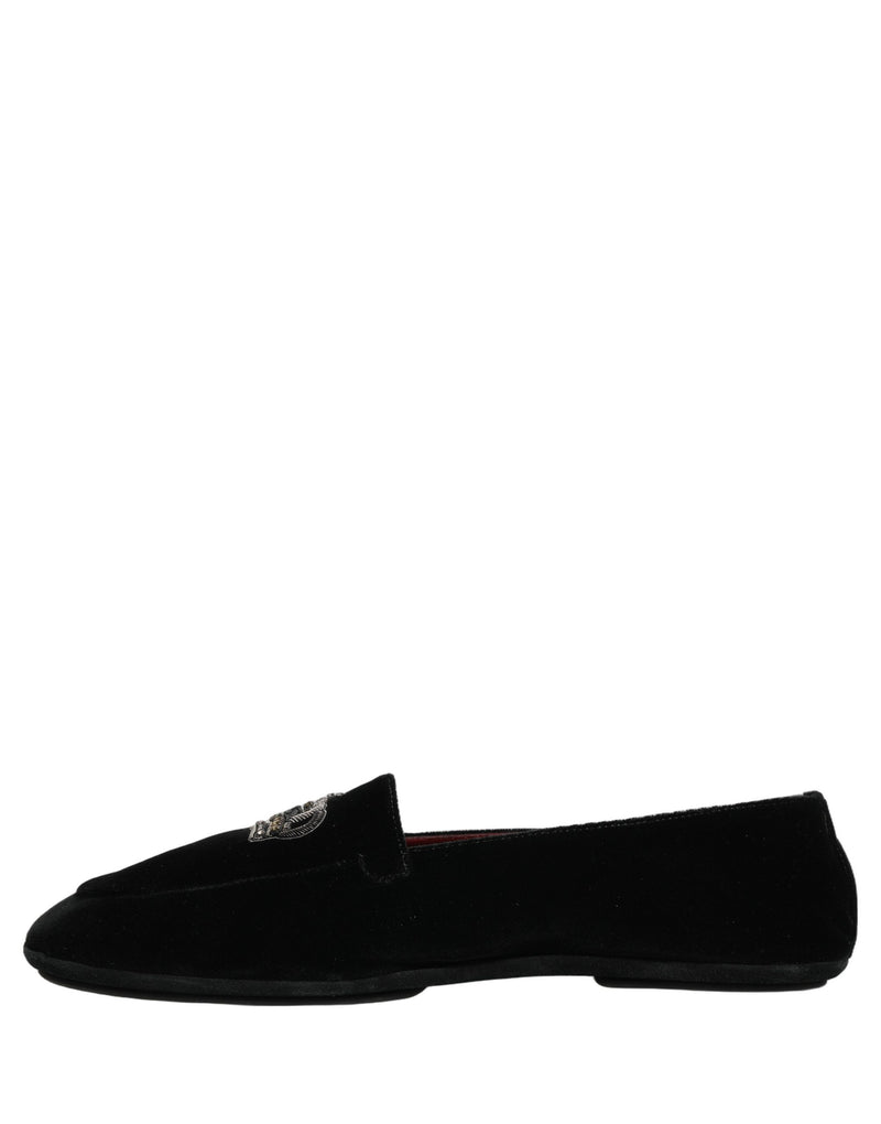 Mocasines de vestir Dolce & Gabbana negros con corona adornada