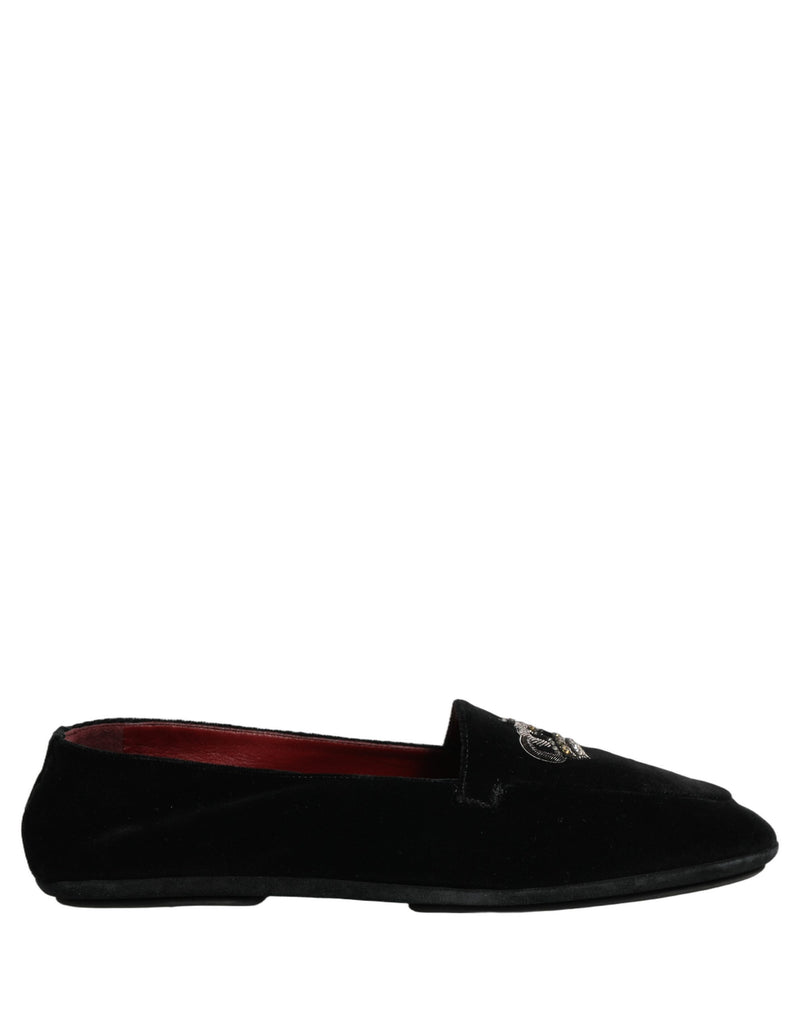 Mocasines de vestir Dolce & Gabbana negros con corona adornada