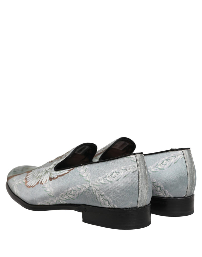 Mocassins pour homme en velours gris à motif baroque et ange Dolce & Gabbana
