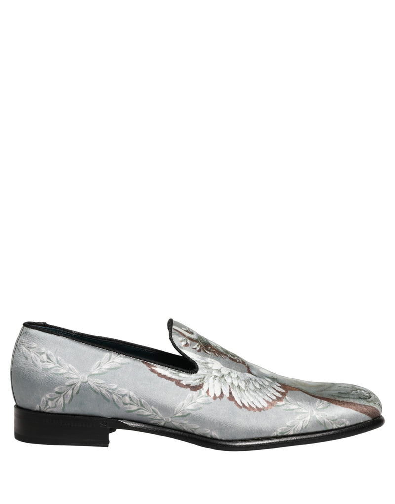 Mocassins pour homme en velours gris à motif baroque et ange Dolce & Gabbana