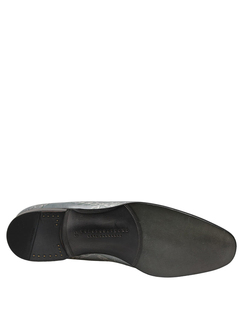Mocassins pour homme en velours gris à motif baroque et ange Dolce & Gabbana