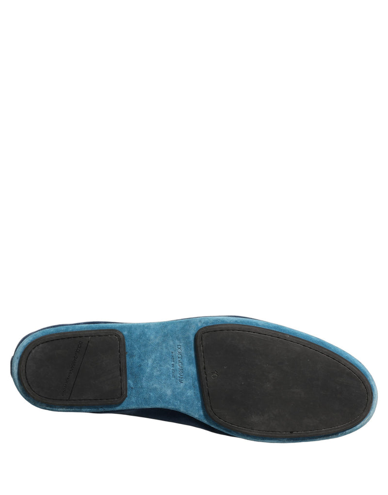 Mocassins en velours bleu brodés d’une couronne Dolce & Gabbana