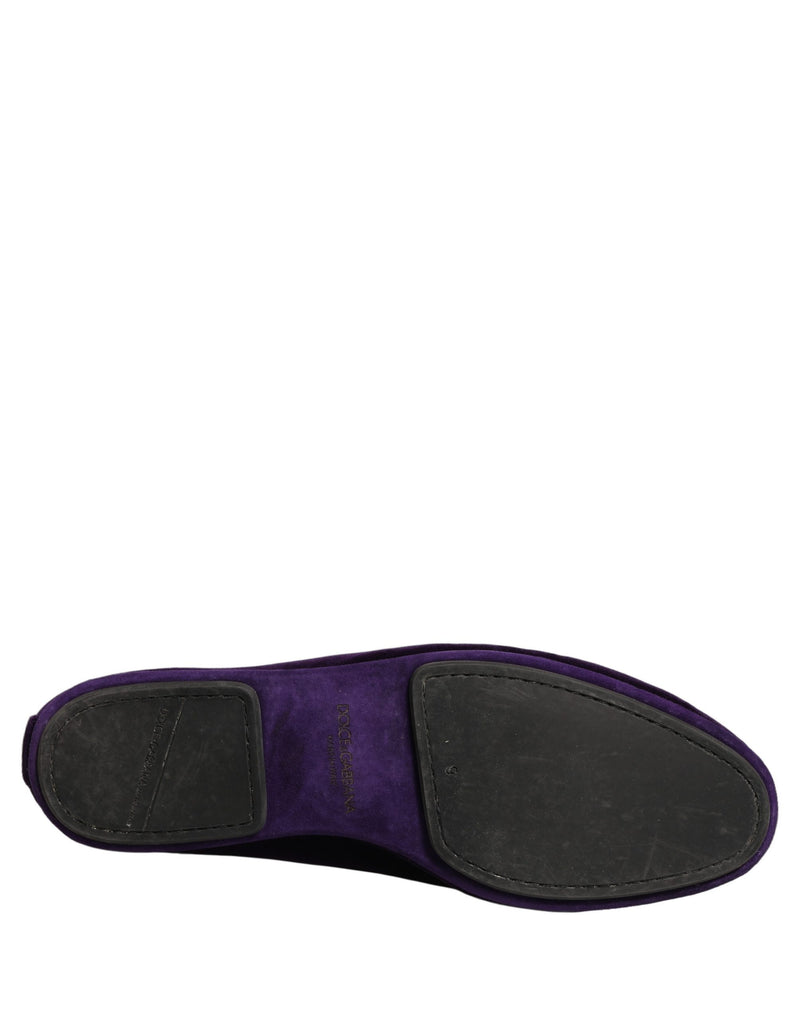 Mocassins masculinos sem cadarço de veludo violeta Dolce & Gabbana