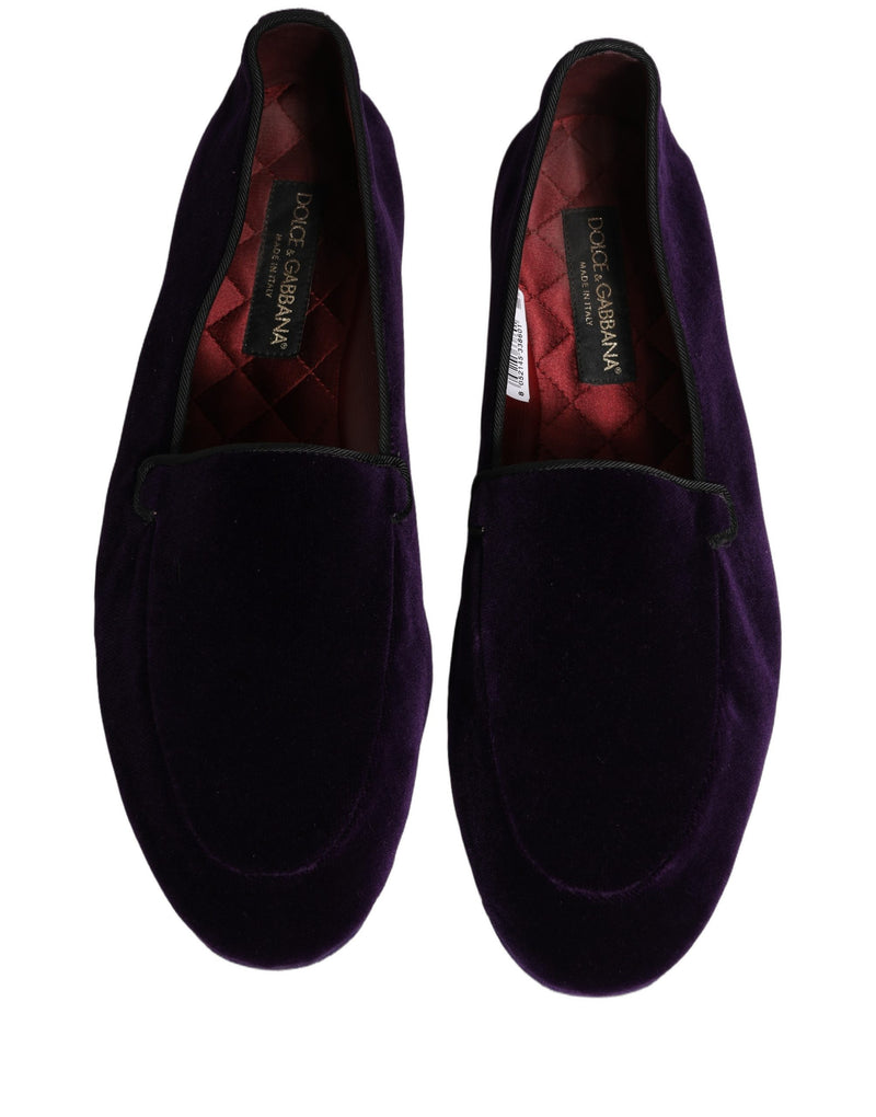 Mocassins masculinos sem cadarço de veludo violeta Dolce & Gabbana