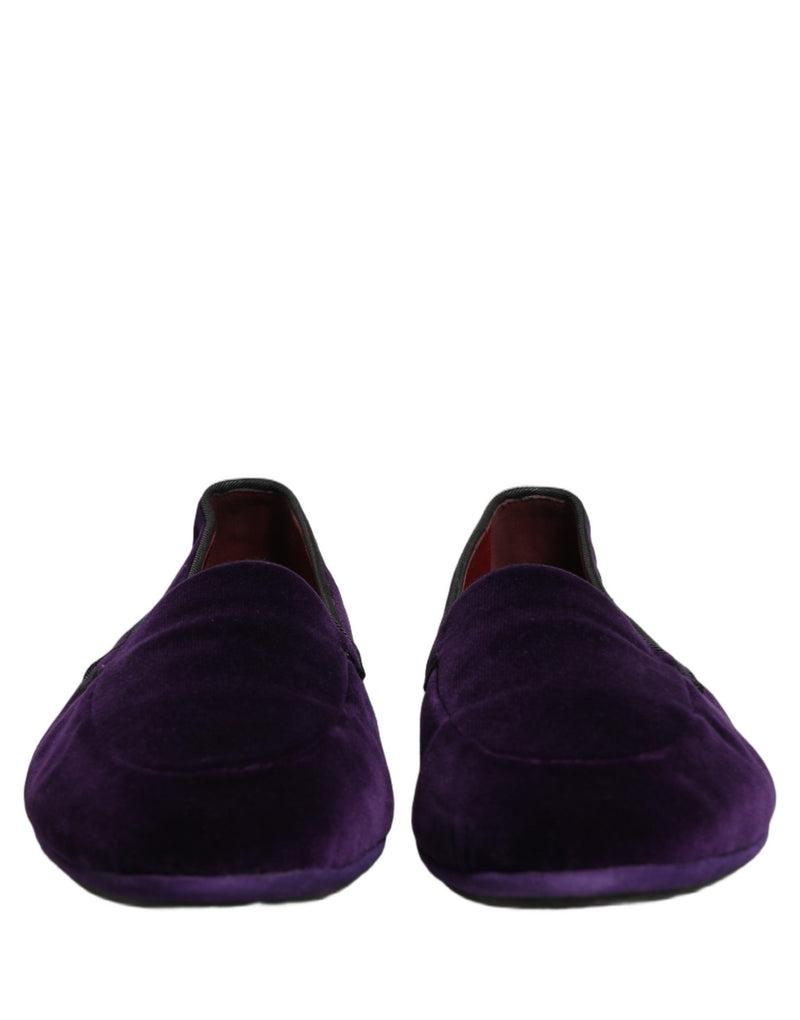Mocassins masculinos sem cadarço de veludo violeta Dolce & Gabbana