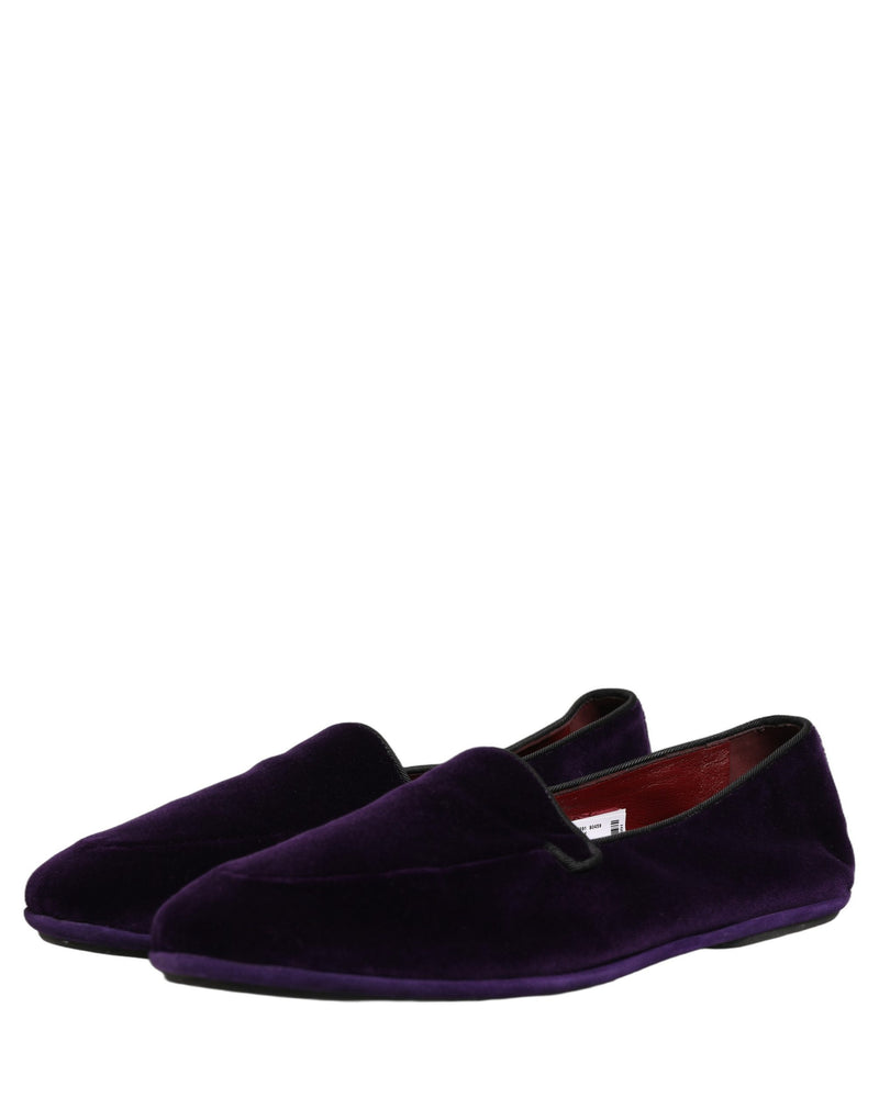 Mocassins masculinos sem cadarço de veludo violeta Dolce & Gabbana