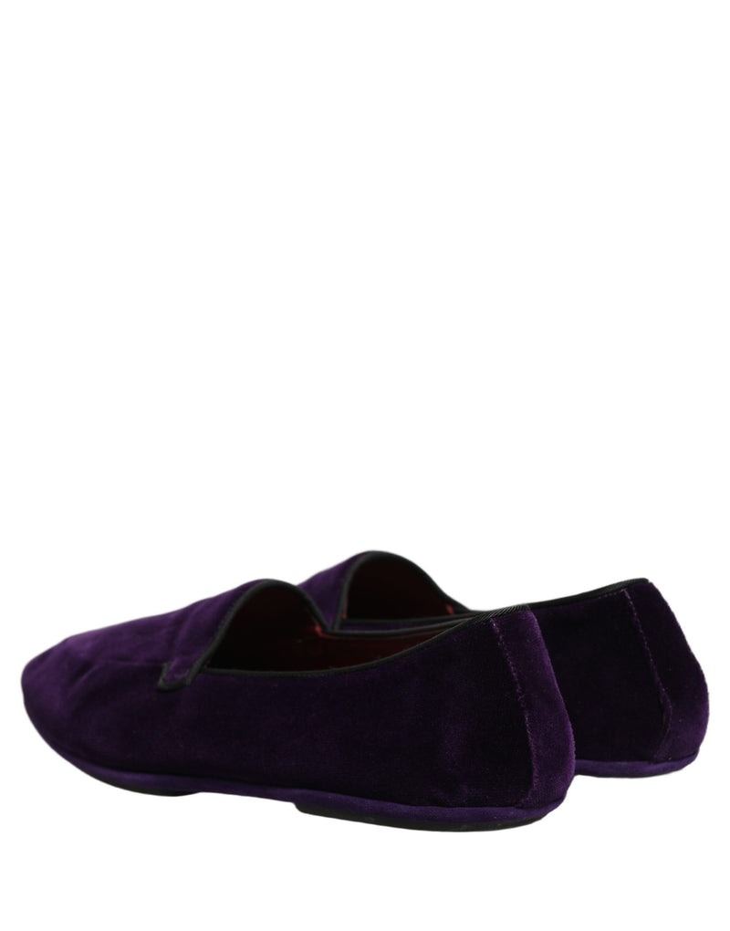 Mocassins masculinos sem cadarço de veludo violeta Dolce & Gabbana