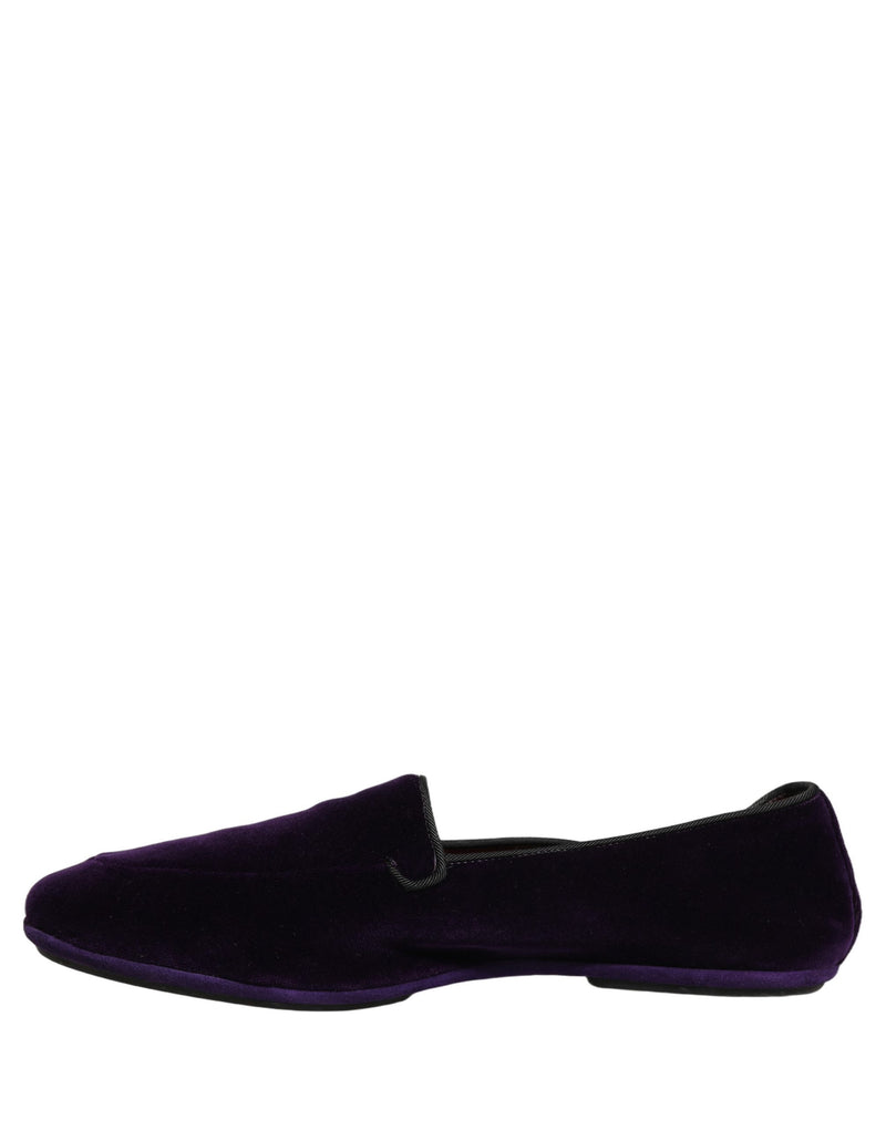 Mocassins masculinos sem cadarço de veludo violeta Dolce & Gabbana