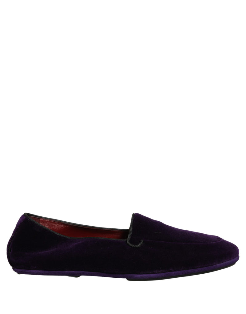 Mocassins masculinos sem cadarço de veludo violeta Dolce & Gabbana