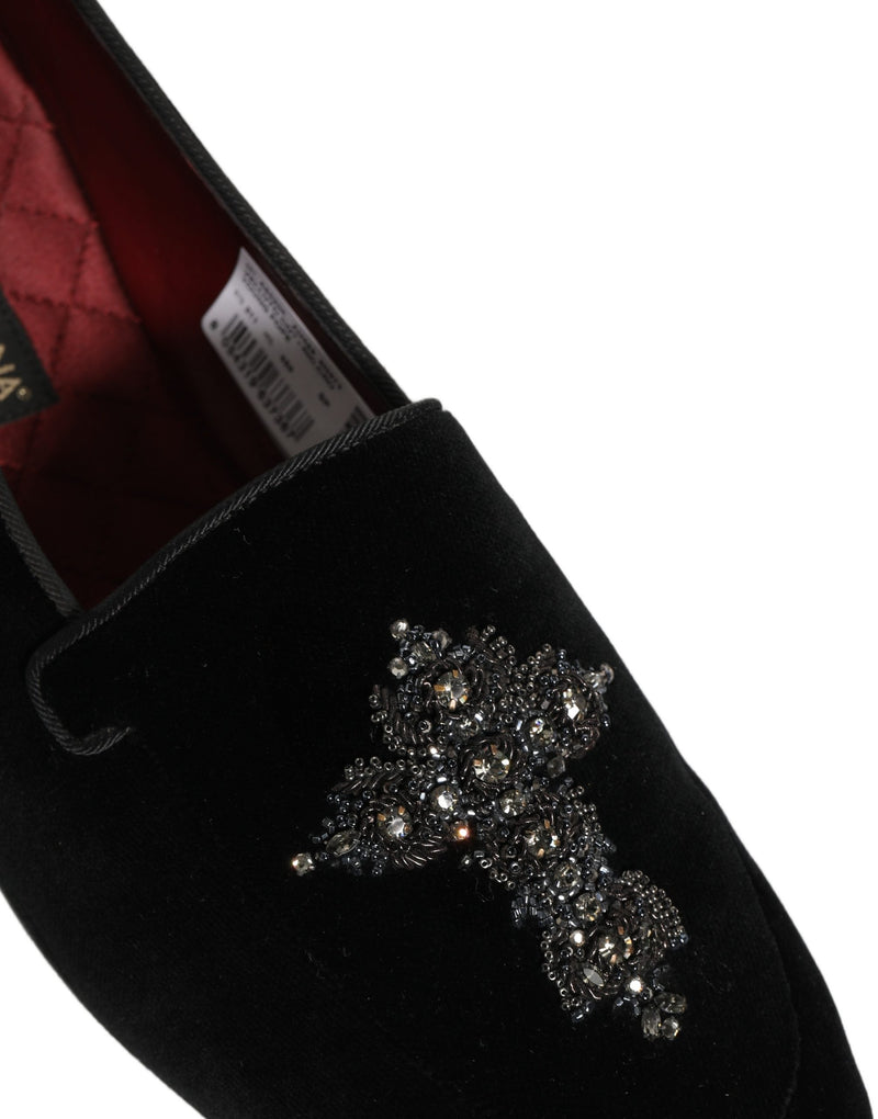 Mocassins habillés en daim noir ornés Dolce & Gabbana