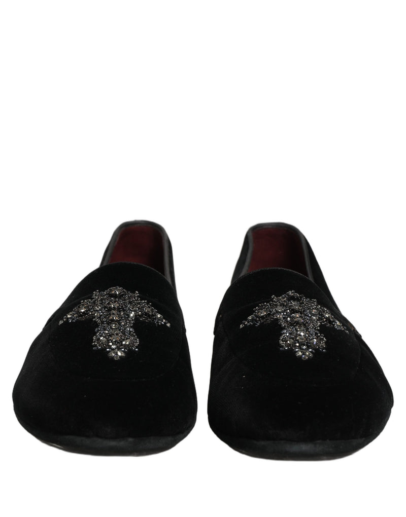 Mocassins habillés en daim noir ornés Dolce & Gabbana