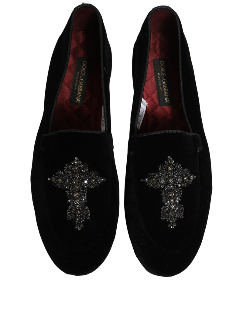 Mocassins habillés en daim noir ornés Dolce & Gabbana