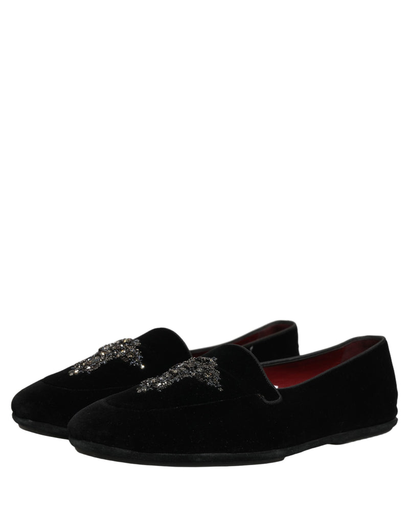 Mocassins habillés en daim noir ornés Dolce & Gabbana