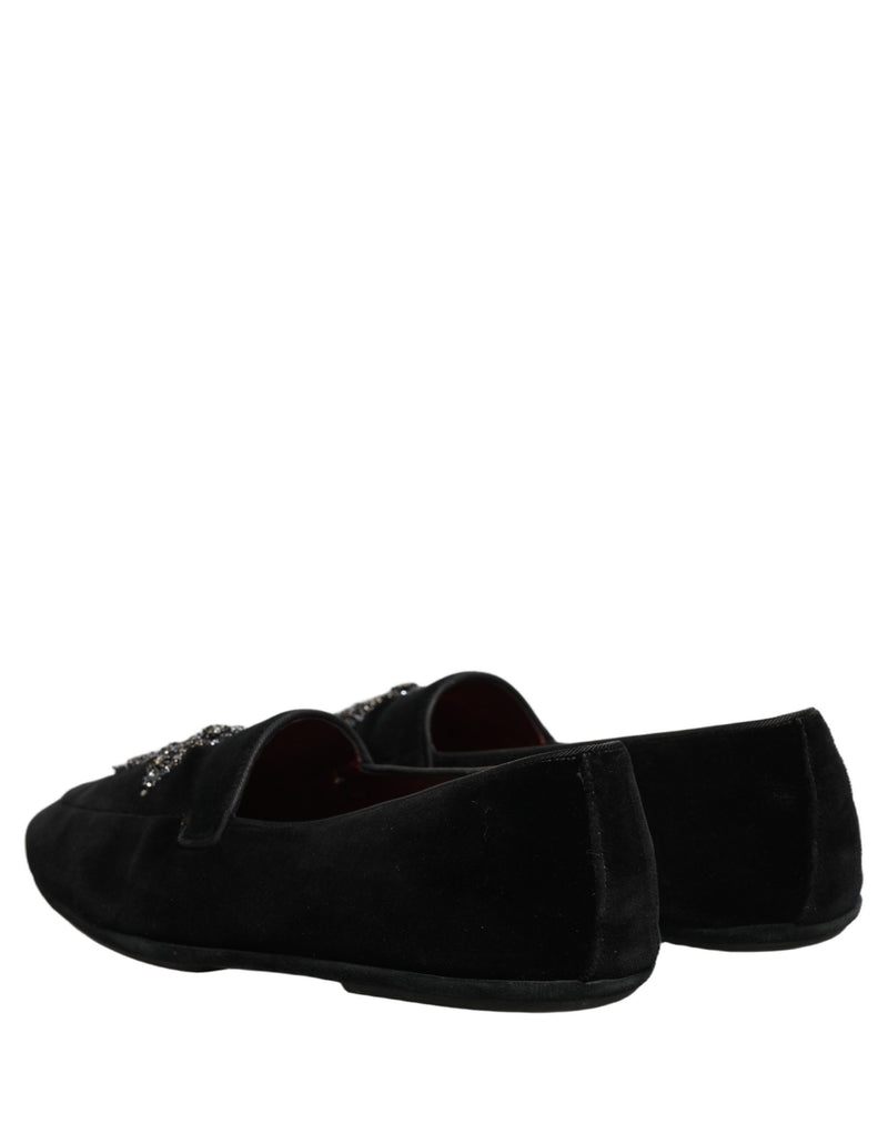 Mocassins habillés en daim noir ornés Dolce & Gabbana