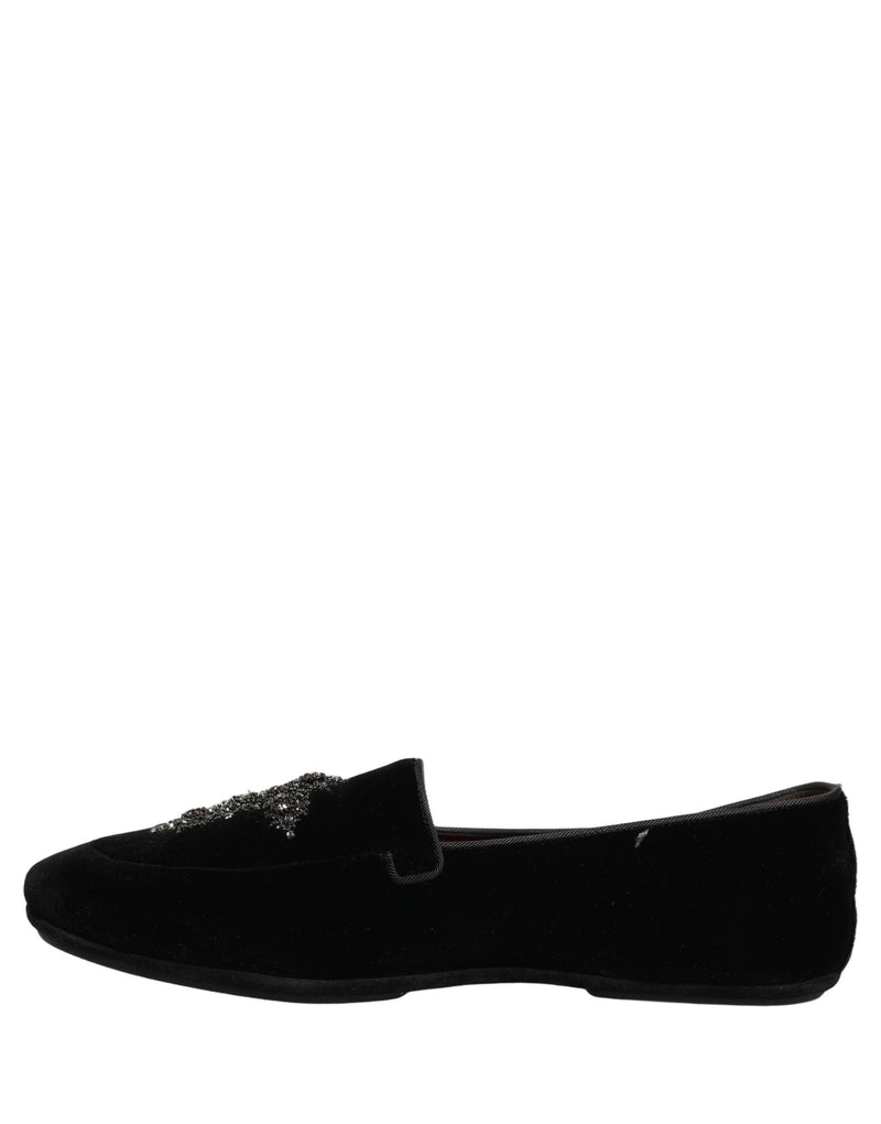 Mocassins habillés en daim noir ornés Dolce & Gabbana