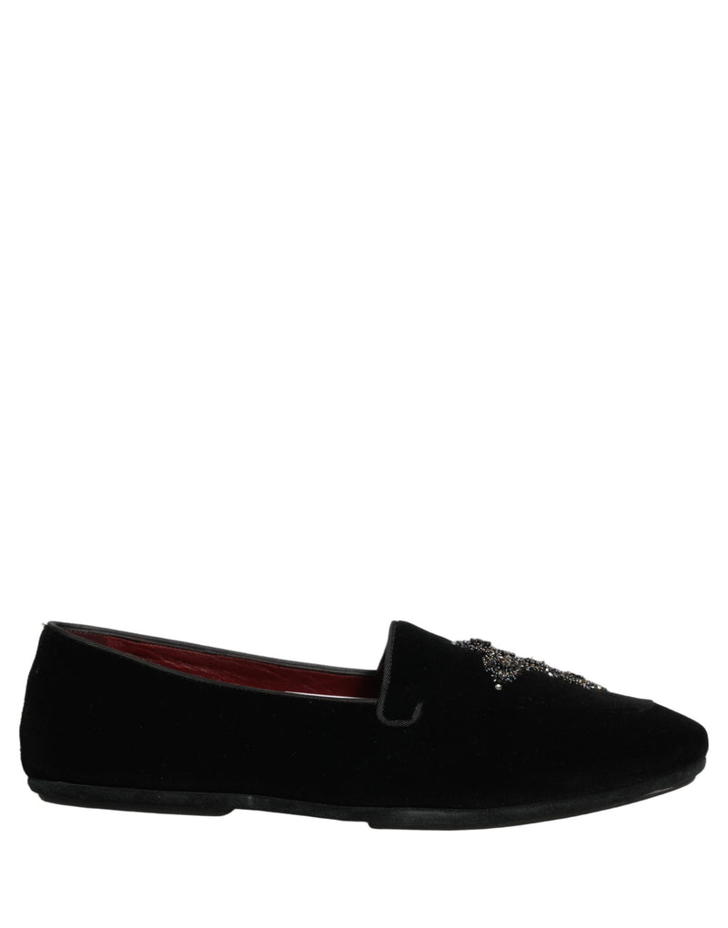 Mocassins habillés en daim noir ornés Dolce & Gabbana