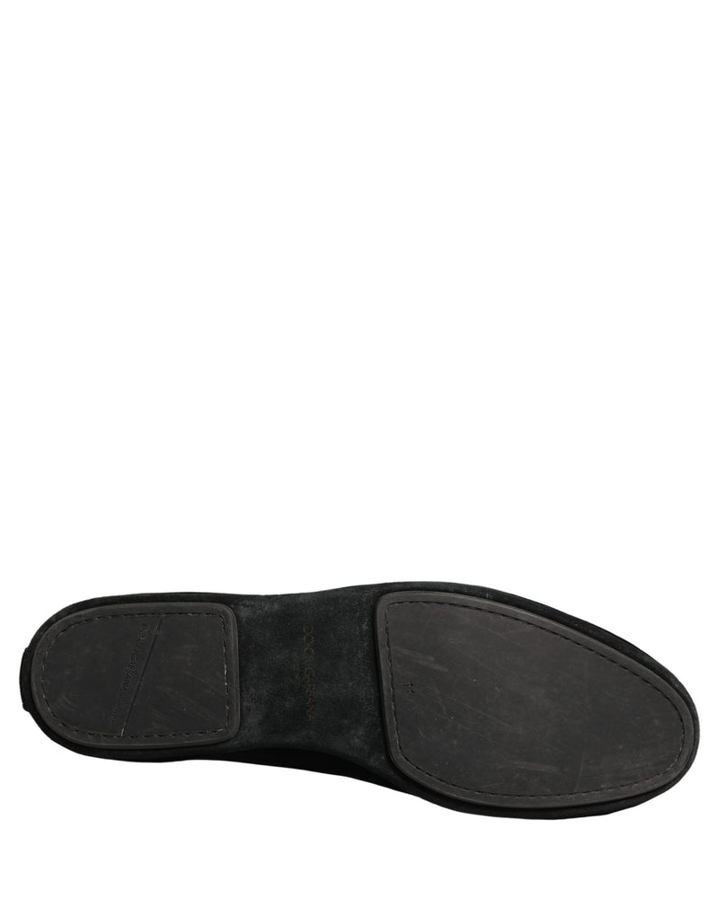 Mocassins habillés en daim noir ornés Dolce & Gabbana