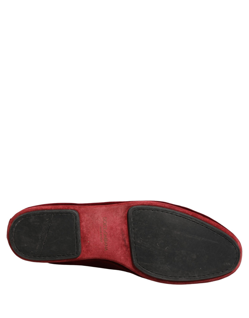 Mocasines planos sin cordones para hombre de Dolce & Gabbana de terciopelo granate