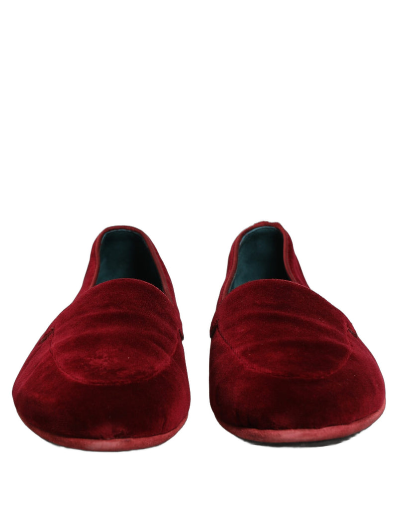 Mocasines planos sin cordones para hombre de Dolce & Gabbana de terciopelo granate