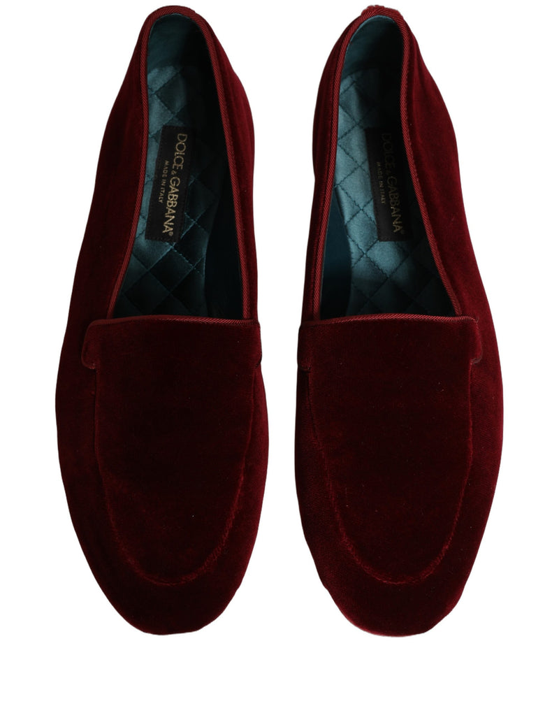 Mocasines planos sin cordones para hombre de Dolce & Gabbana de terciopelo granate