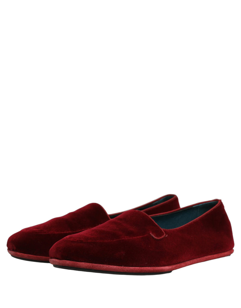 Mocasines planos sin cordones para hombre de Dolce & Gabbana de terciopelo granate