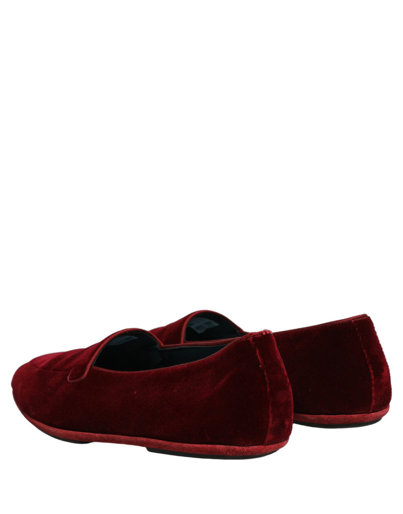 Mocasines planos sin cordones para hombre de Dolce & Gabbana de terciopelo granate