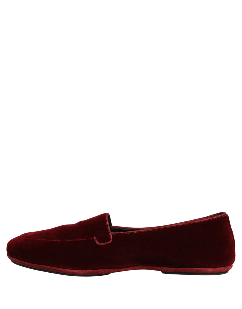 Mocasines planos sin cordones para hombre de Dolce & Gabbana de terciopelo granate