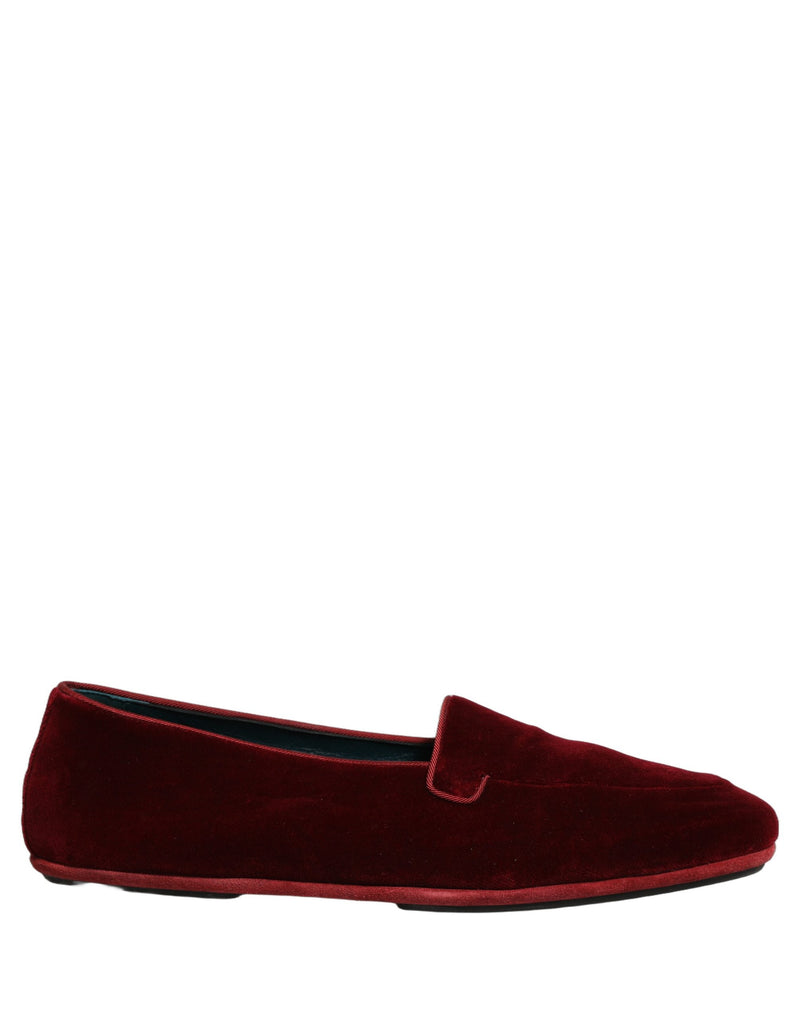 Mocasines planos sin cordones para hombre de Dolce & Gabbana de terciopelo granate