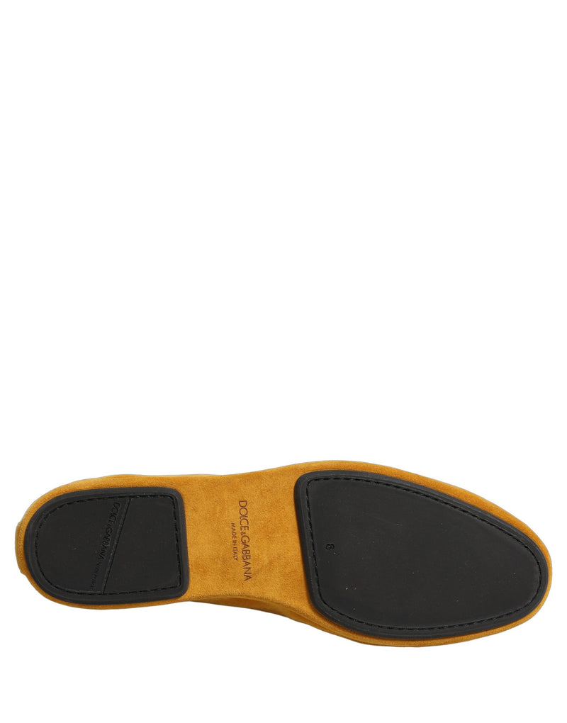Mocassins plats Dolce & Gabbana en velours jaune avec cœur DG