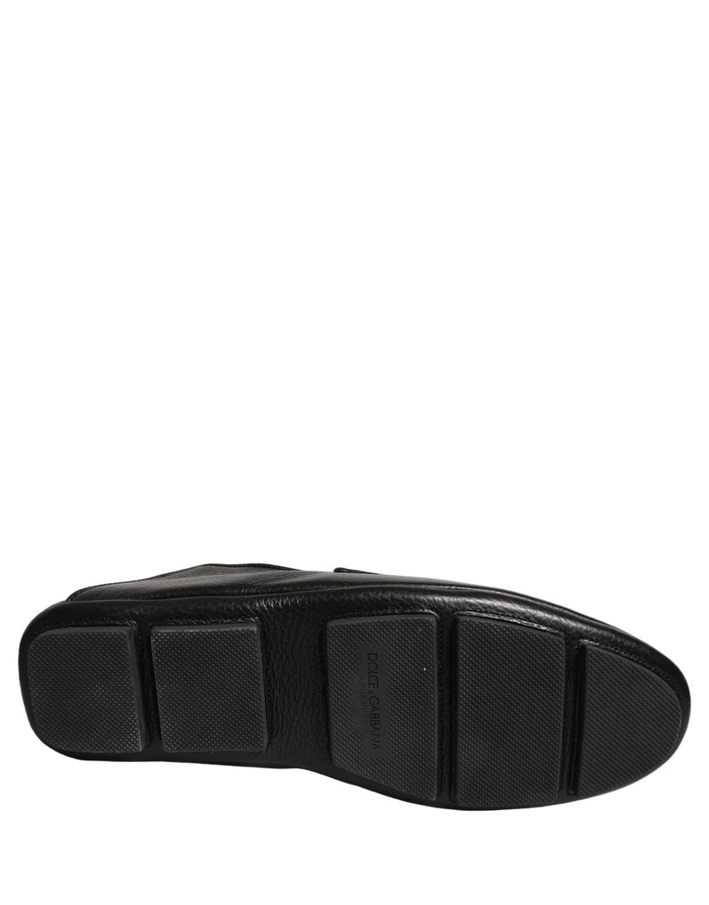 Mocassins driver de couro de cervo preto Dolce & Gabbana