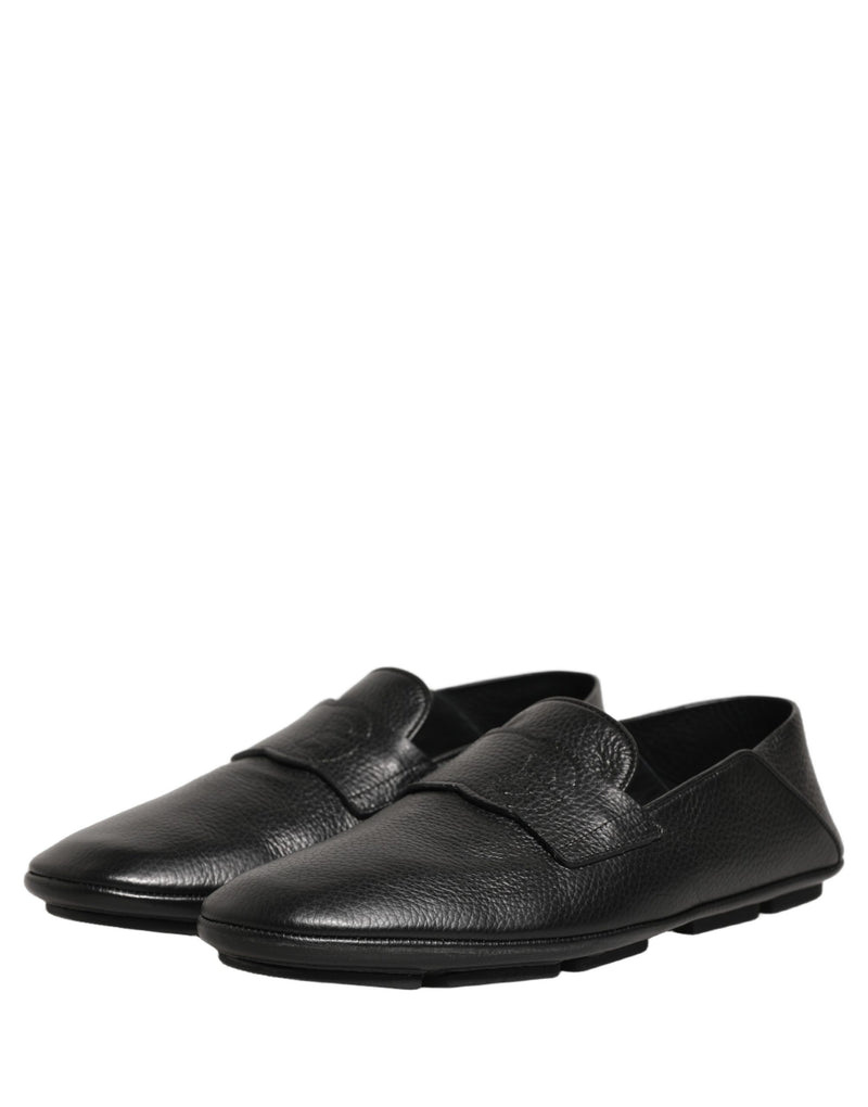 Mocassins driver de couro de cervo preto Dolce & Gabbana