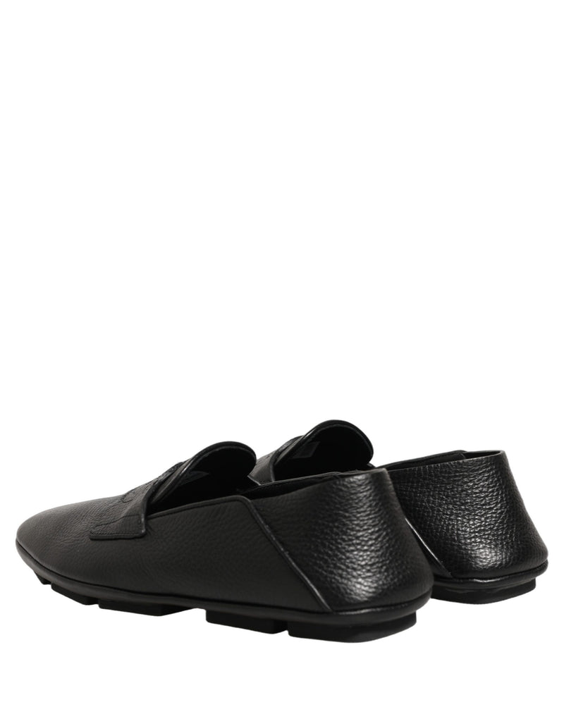 Mocassins driver de couro de cervo preto Dolce & Gabbana