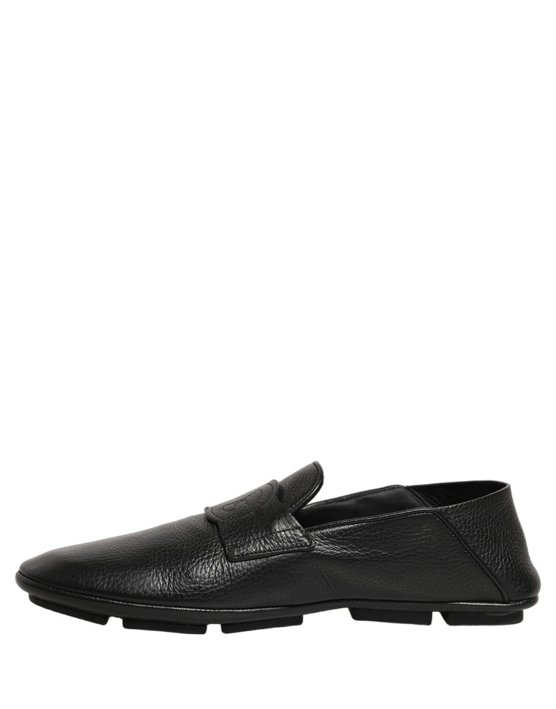 Mocassins driver de couro de cervo preto Dolce & Gabbana