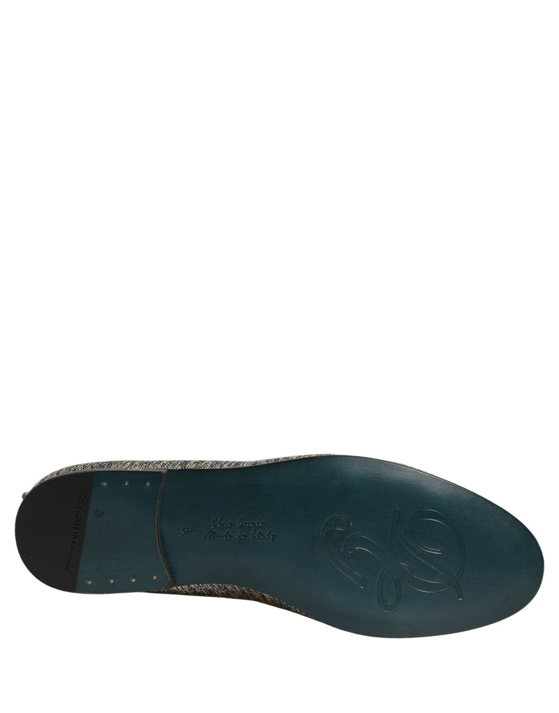 Mocassins de ville Dolce & Gabbana gris à paillettes Lurex et logo DG