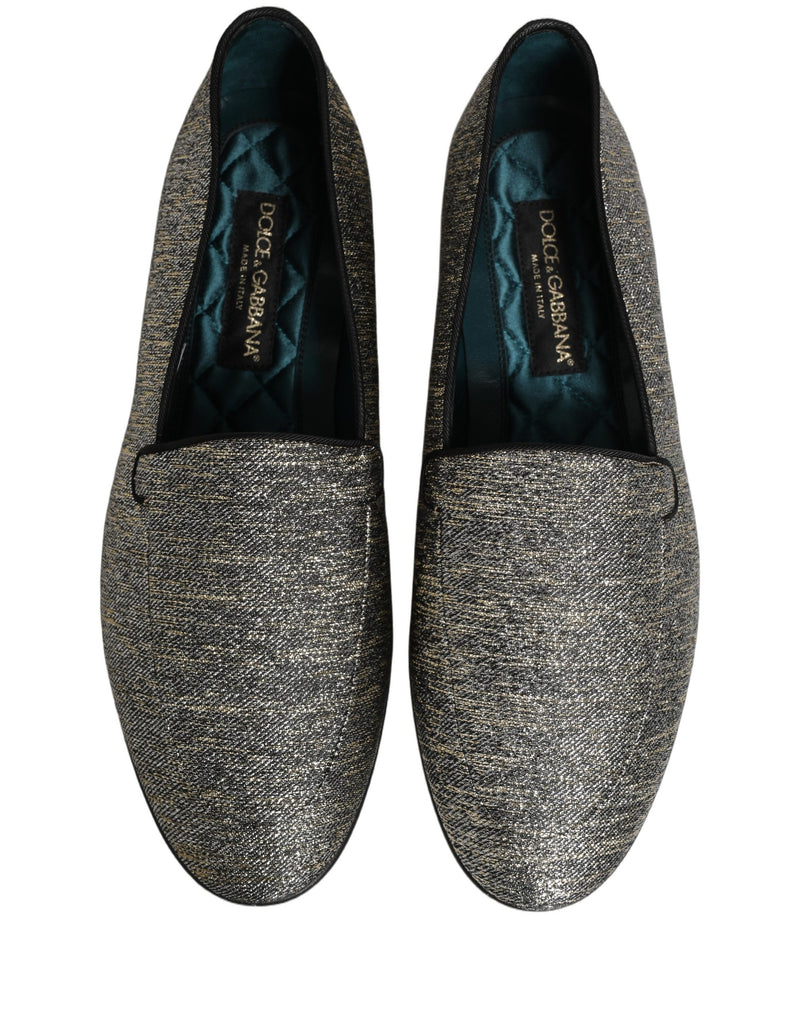 Mocassins de ville Dolce & Gabbana gris à paillettes Lurex et logo DG