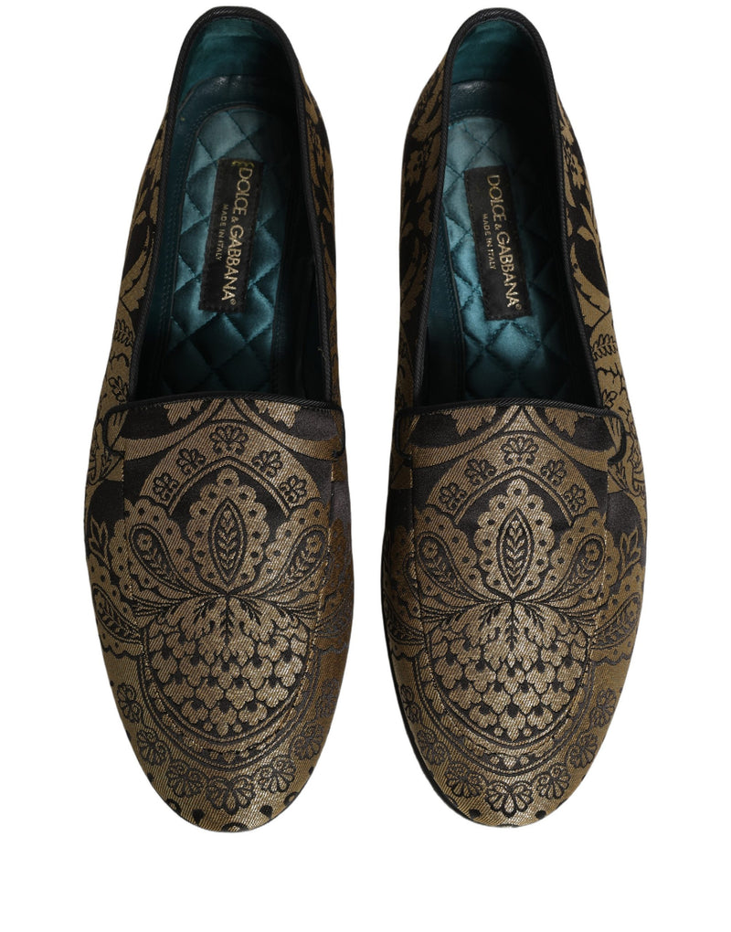 Mocassini slip-on Dolce & Gabbana in pelle dorata jacquard